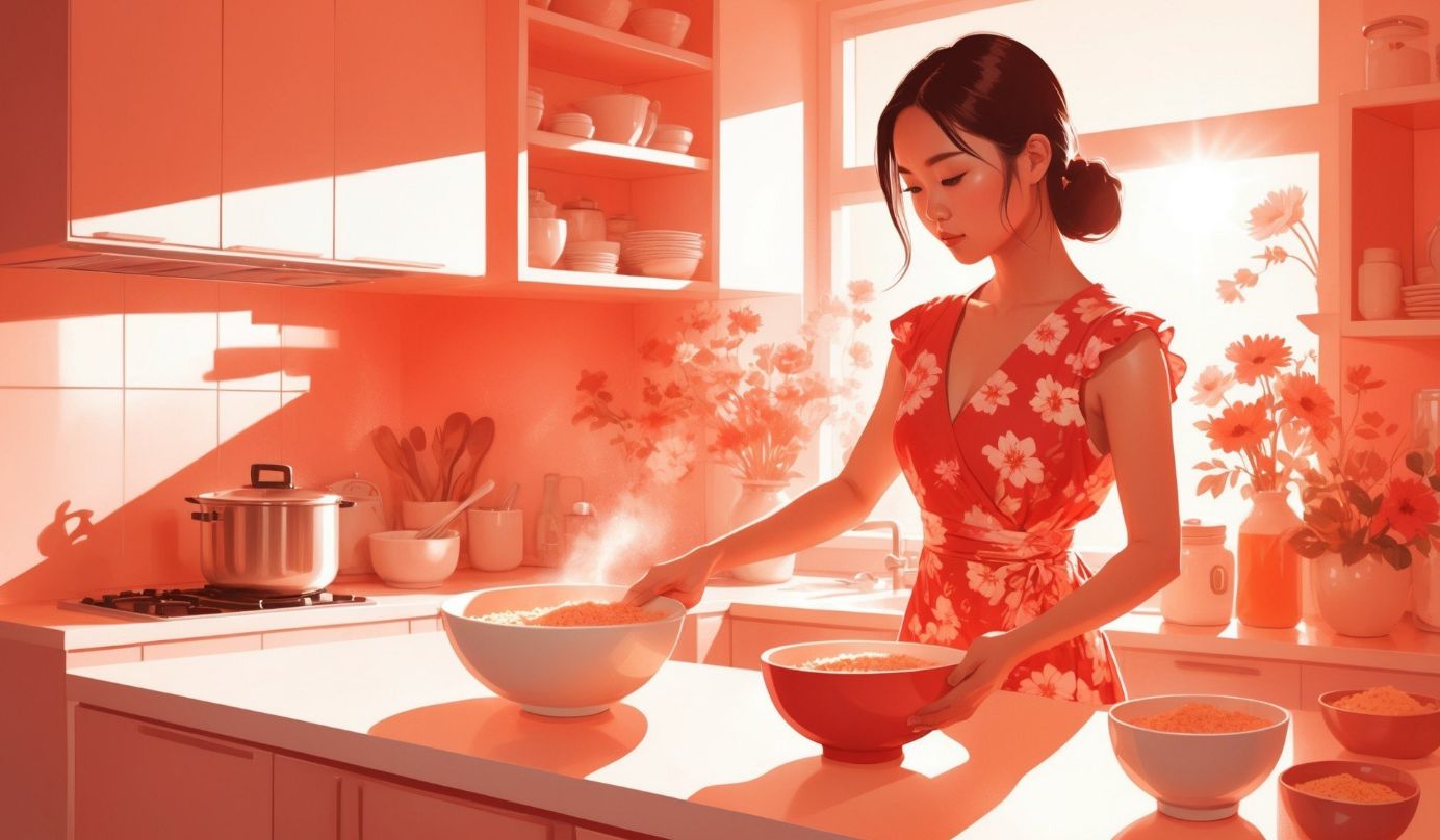 Japanese Girl maintaining the kitchen beautifully